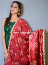 Banarasee Semi Silk Salwar Kameez Fabric With Velvet Gotapatti Dupatta-Maroon & Green