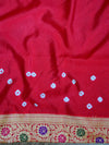 Banarasee Handwoven Semi-Chiffon Saree With Bandhej & Floral Border-Red