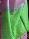 Bhagalpuri Ghichha Woven Salwar Kameez Fabric With Dual Color Dupatta-Pink & Green
