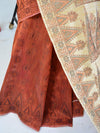 Banarasee Art Silk Saree With Floral Woven Design Contrast Beige Pallu-Rust