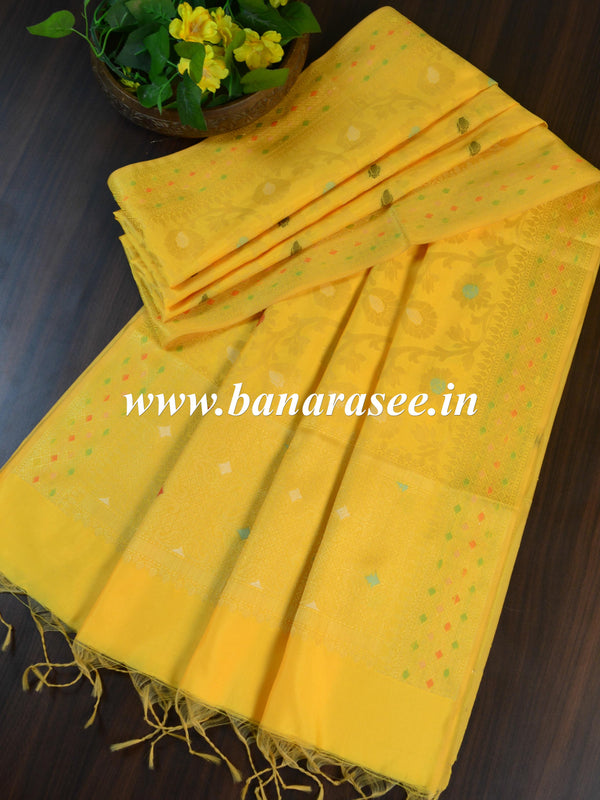 Banarasee Art Silk Jaal Design Dupatta-Yellow