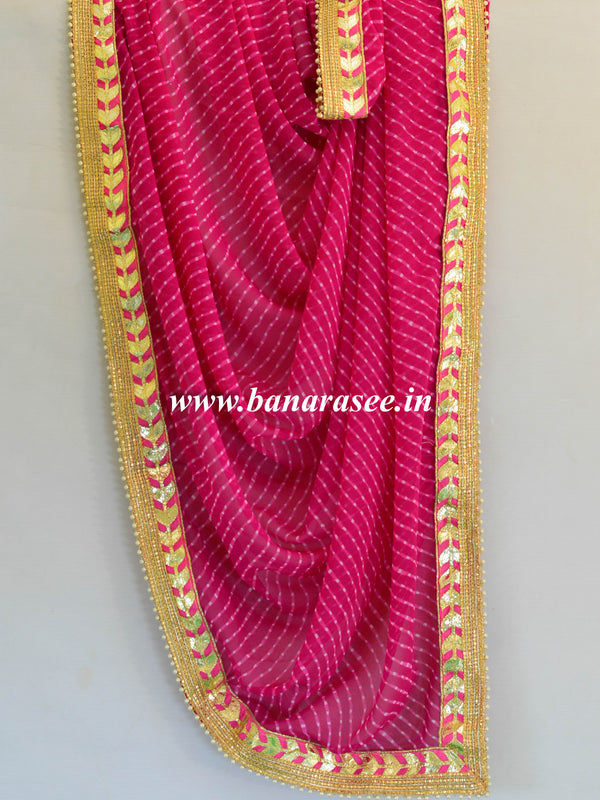 Chiffon Leheriya Gotapatti Dupatta-Magenta
