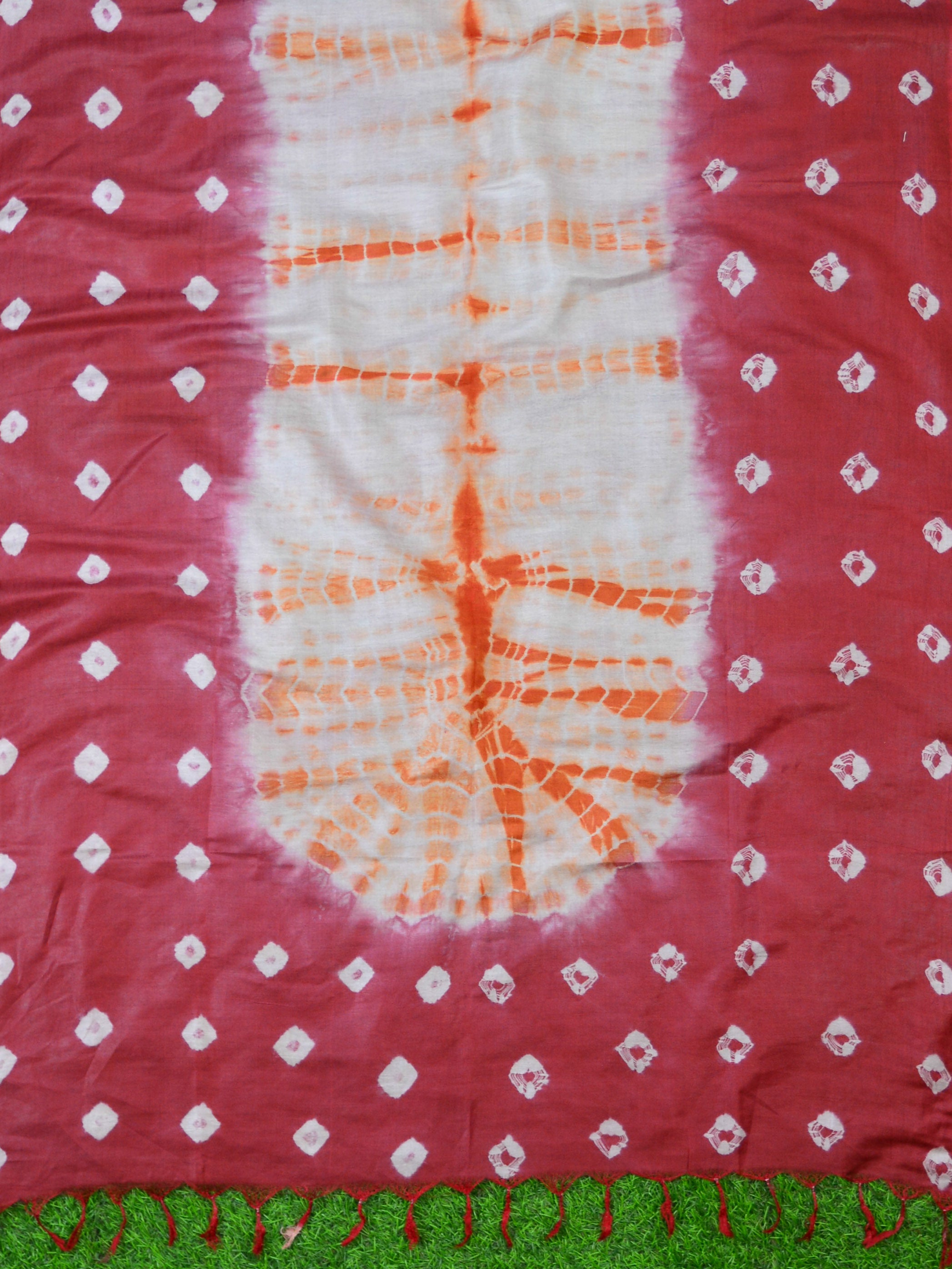 Handloom Silk Cotton Ghichha Woven Shibori Dupatta Suit Set-Rust