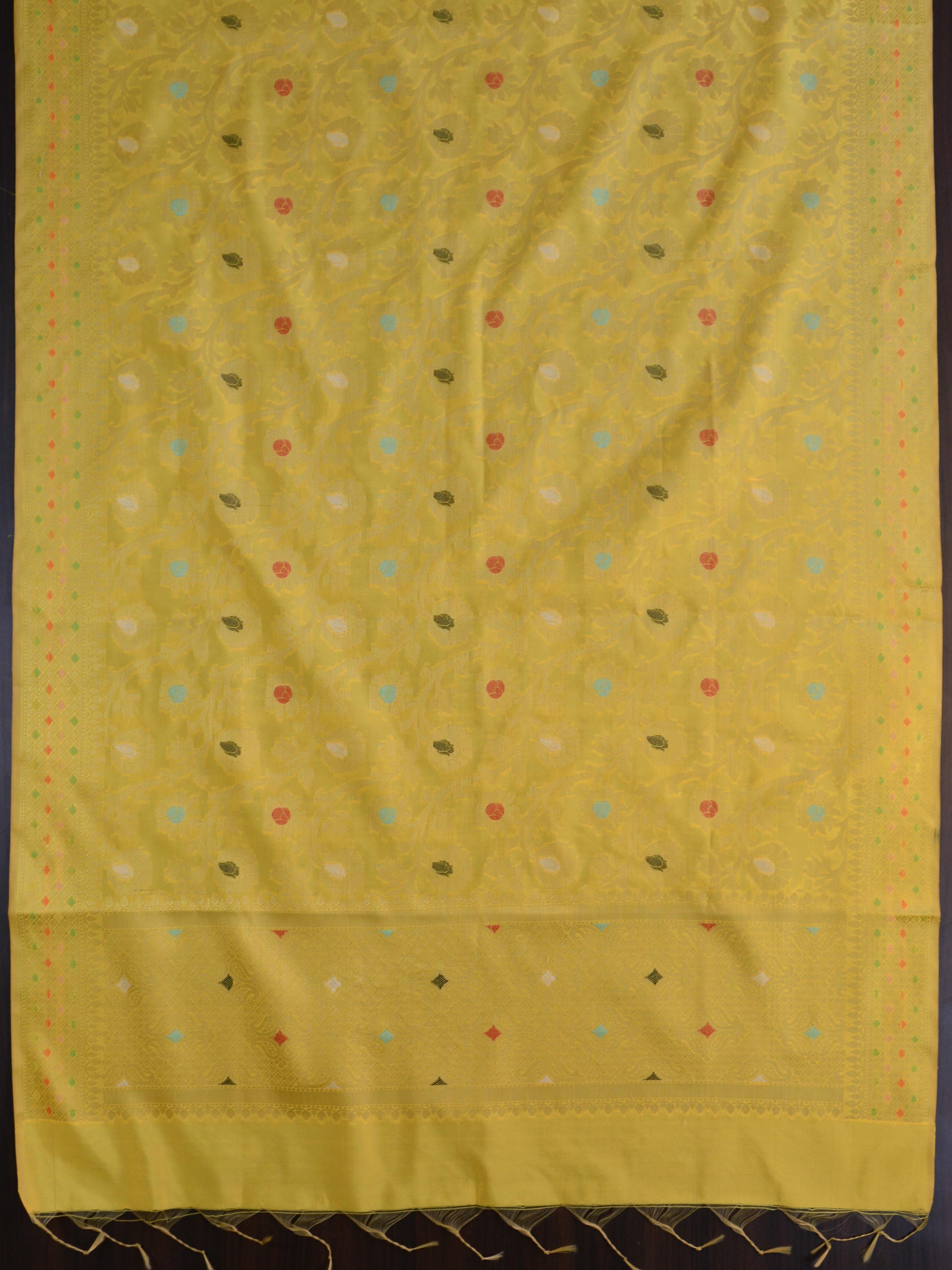 Banarasee Art Silk Jaal Design Dupatta-Yellow