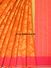 Banarasee Organza Mix Saree With Zari Jaal & Satin Border-Orange
