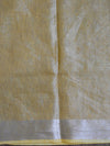 Banarasee Handloom Pure Linen By Tissue Saree With Pearl Embroidery-Yellow