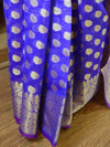 Banarasee Cotton Silk Saree With Zari Buti & Border-Purple