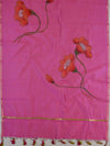 Banarasee Pure Handloom Chanderi Hand Painted Dupatta-Pink