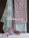 Handloom Mul Cotton Block Print Suit Set-White