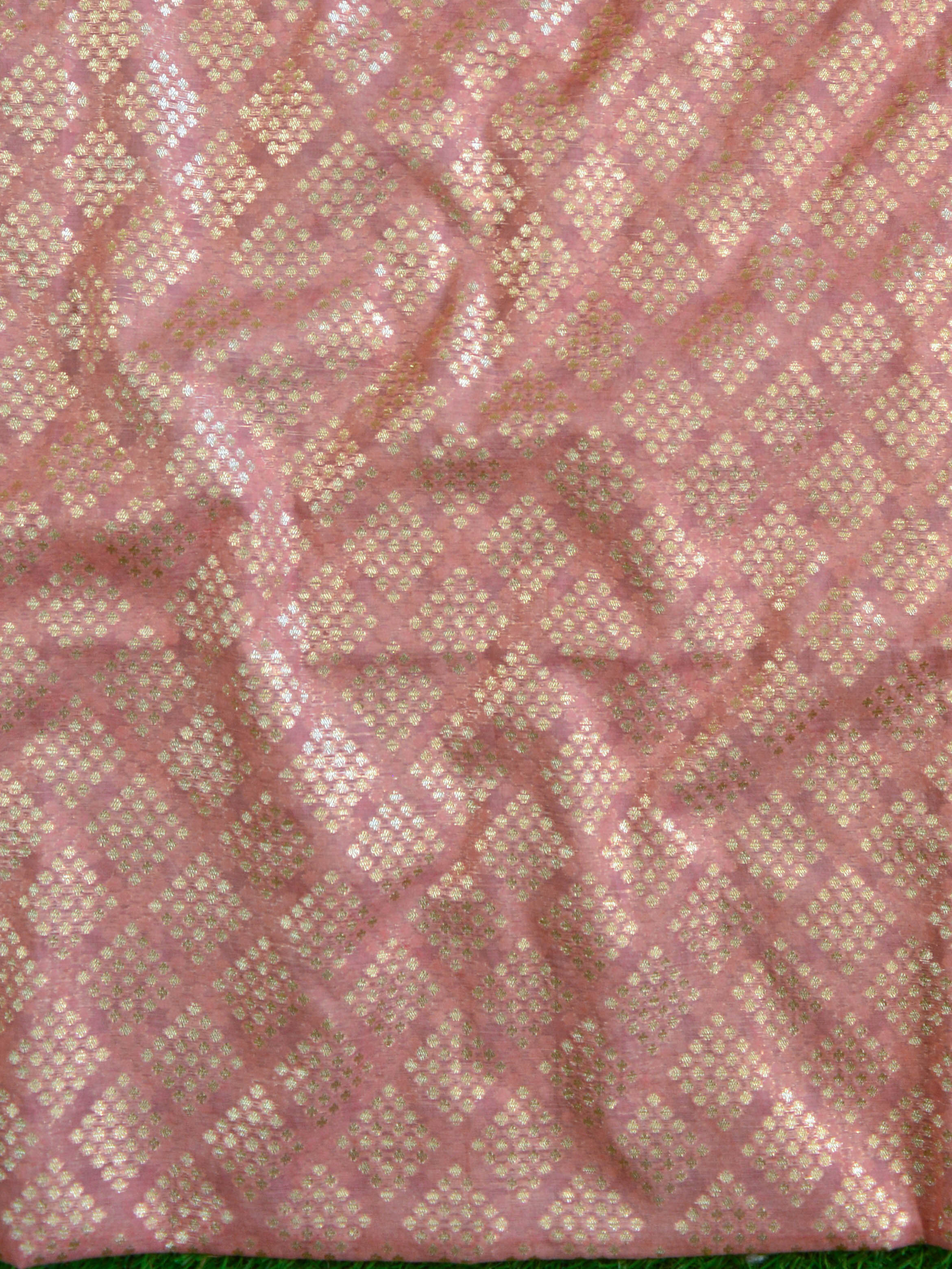 Banarasee Chanderi Cotton Salwar Kameez Zari Buti Fabric With Digital Print Dupatta-Peach