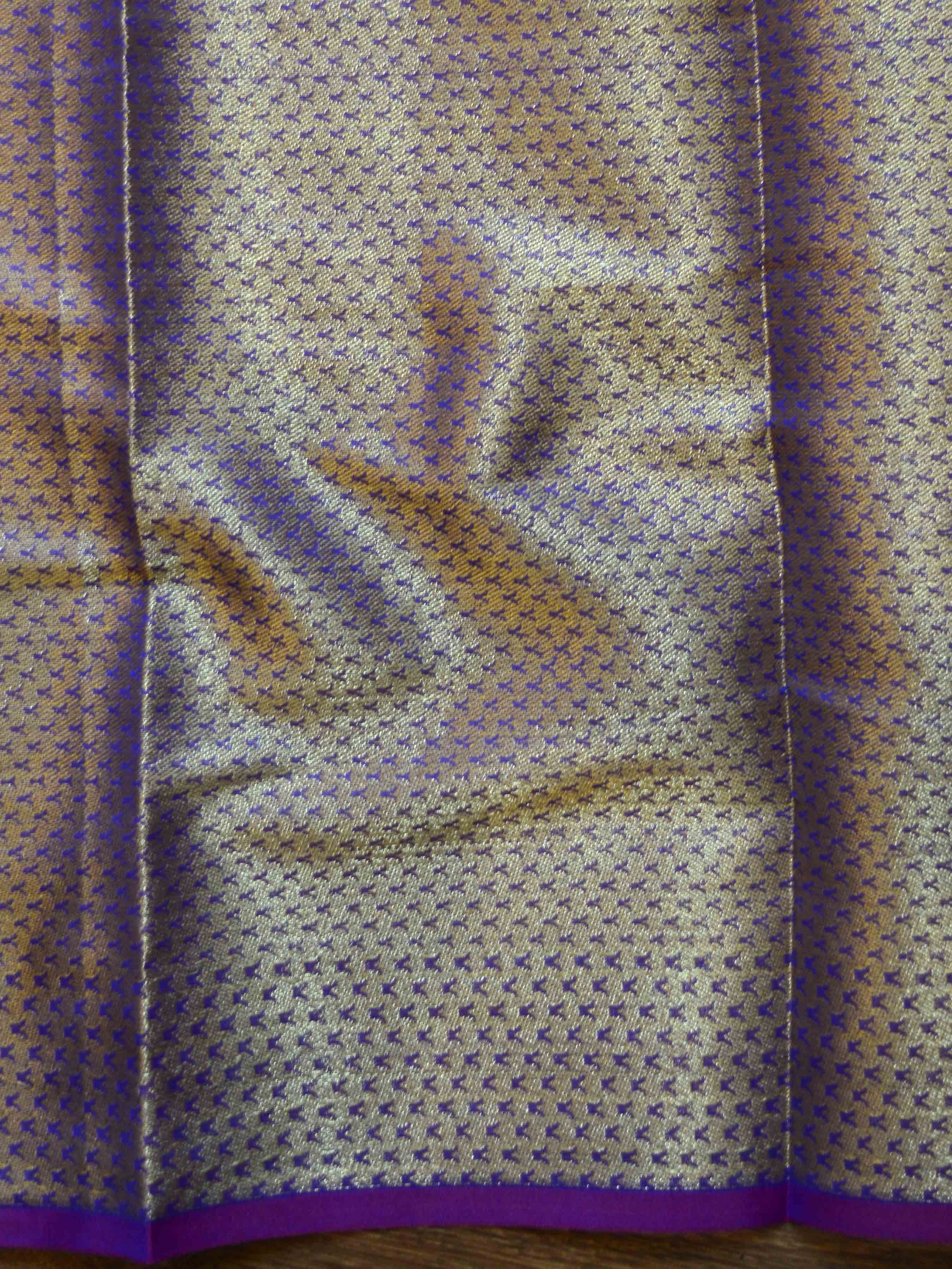 Banarasee Cotton Silk Saree With Zari Buti & Border-Purple