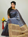 Banarasee Art Silk Saree With Floral Woven Design Contrast Beige Pallu-Grey