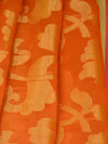 Banarasee Organza Mix Saree With Zari Jaal & Satin Border-Orange