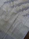 Banarasee Art Silk Dupatta Floral Stripes Design-Grey