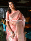 Banarasee Organza Mix Saree With Buti Design & Zari Border-Peach