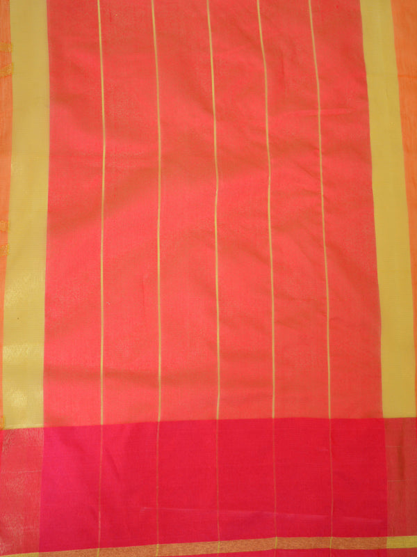 Banarasee Organza Mix Saree With Zari Jaal & Satin Border-Orange