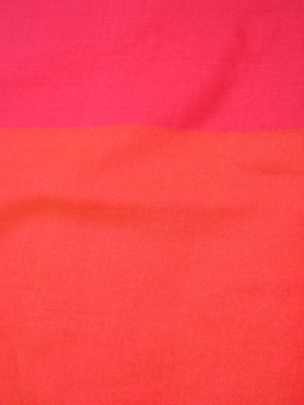 Banarasee Organza Mix Saree With Zari Jaal & Satin Border-Orange
