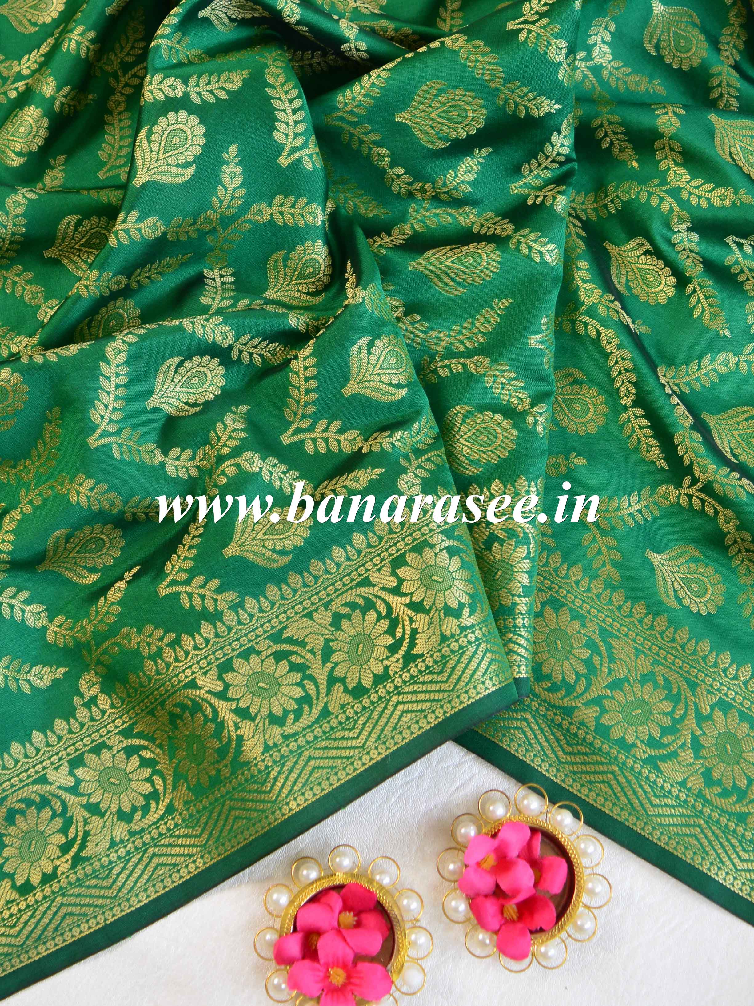 Banarasee Art Silk Jaal Design Dupatta-Green