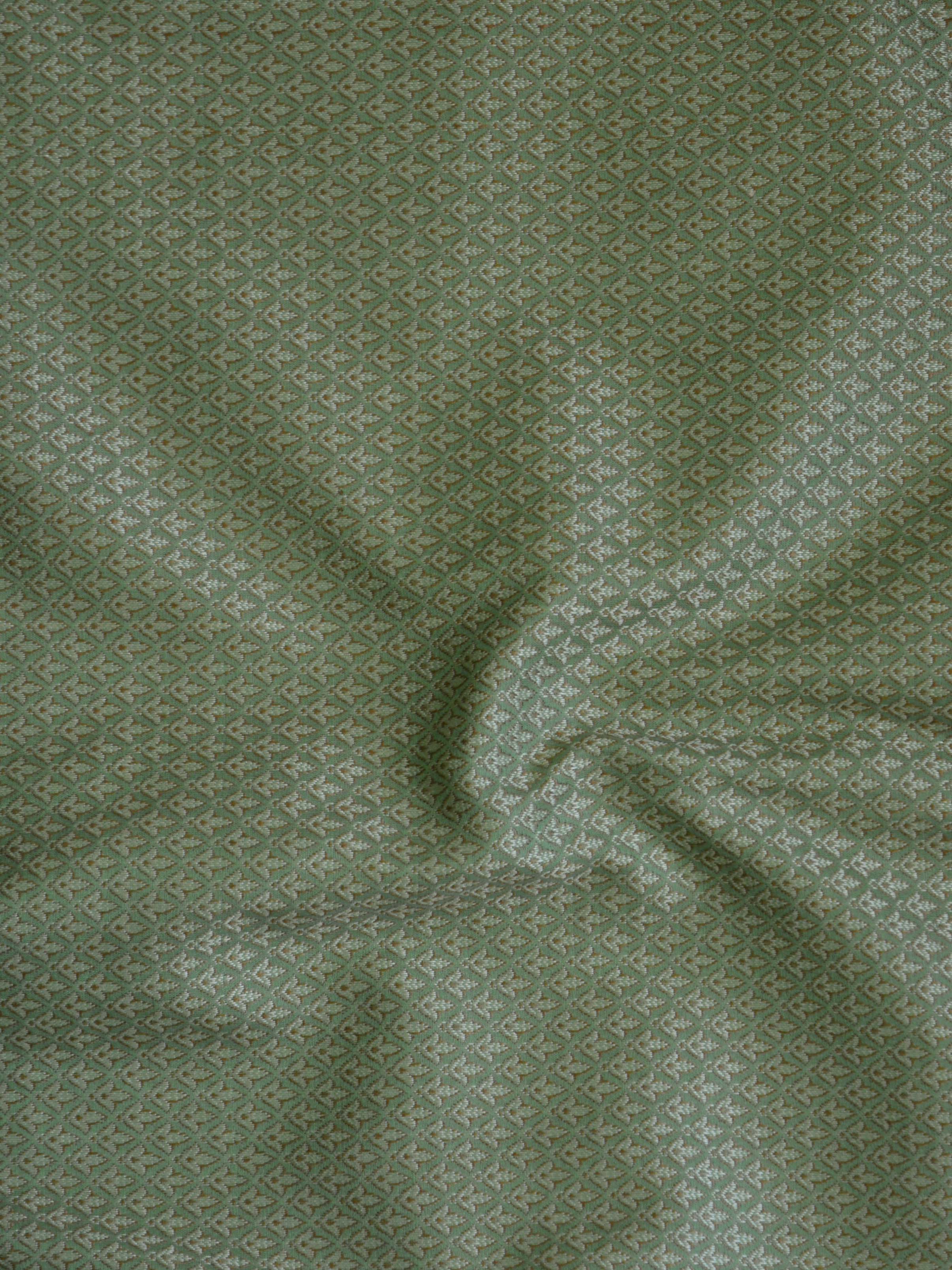 Banarasee Salwar Kameez Cotton Silk Resham Buti Woven Fabric-Green