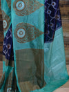 Banarasee Handwoven Semi Silk Saree With Sona Rupa Zari Design-Blue & Green