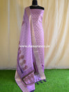 Banarasee Chanderi Cotton  Kameez Zari Buti Fabric With Digital Print Dupatta-Purple
