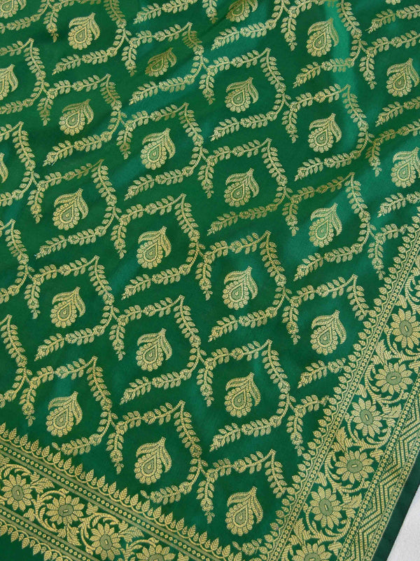 Banarasee Art Silk Jaal Design Dupatta-Green