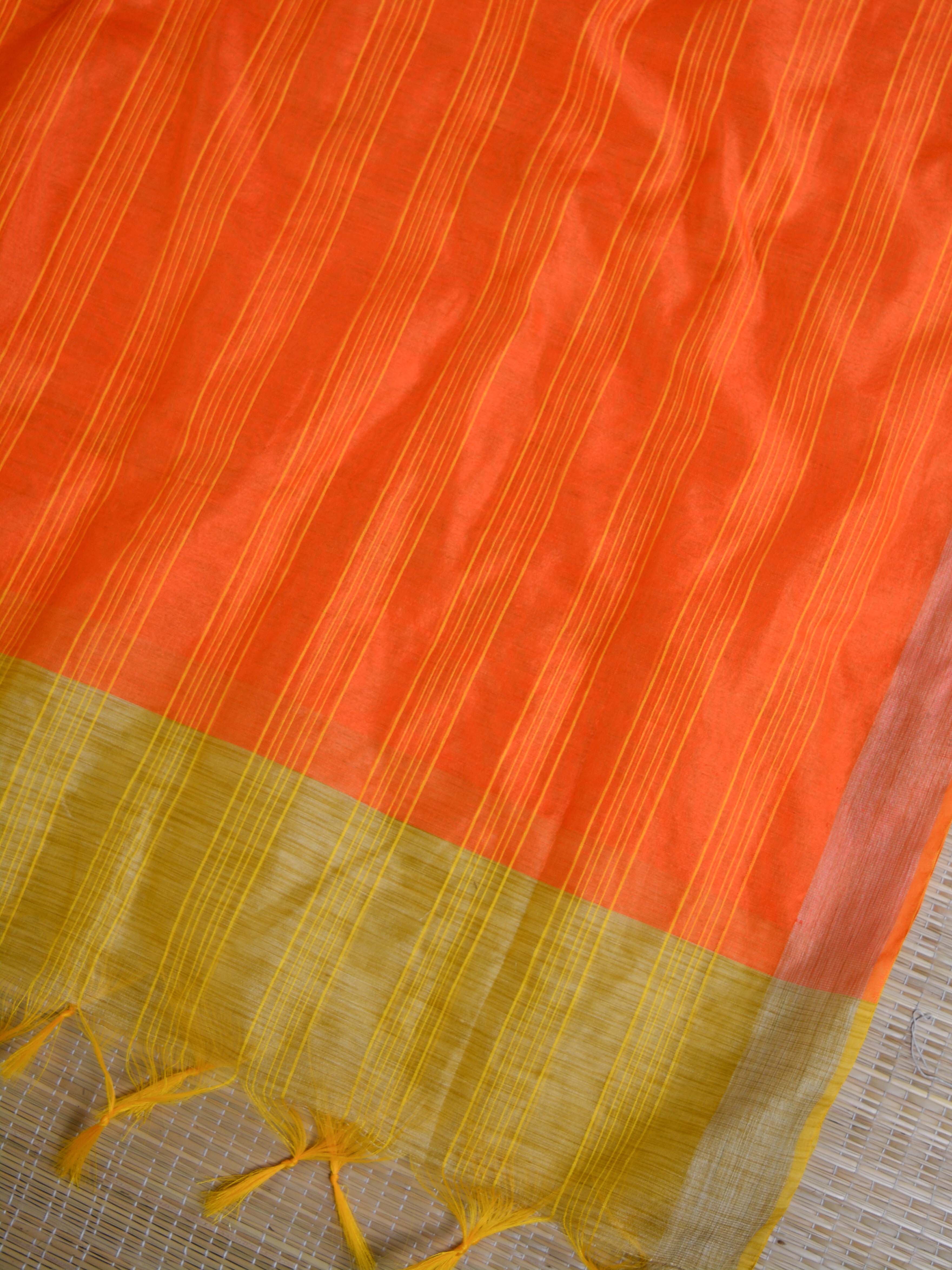 Banarasee Cotton Silk Salwar Kameez Ghichha Buti Fabric & Dupatta-Blue & Orange