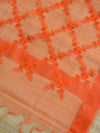 Banarasee Embroidered Resham Jaal Design Organza Dupatta-Orange