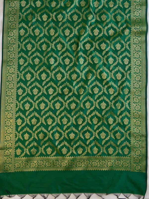 Banarasee Art Silk Jaal Design Dupatta-Green