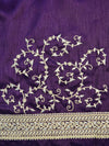Banarasee Handwoven Tissue Silk Saree With Violet Silk Embroidered Blouse-Pink