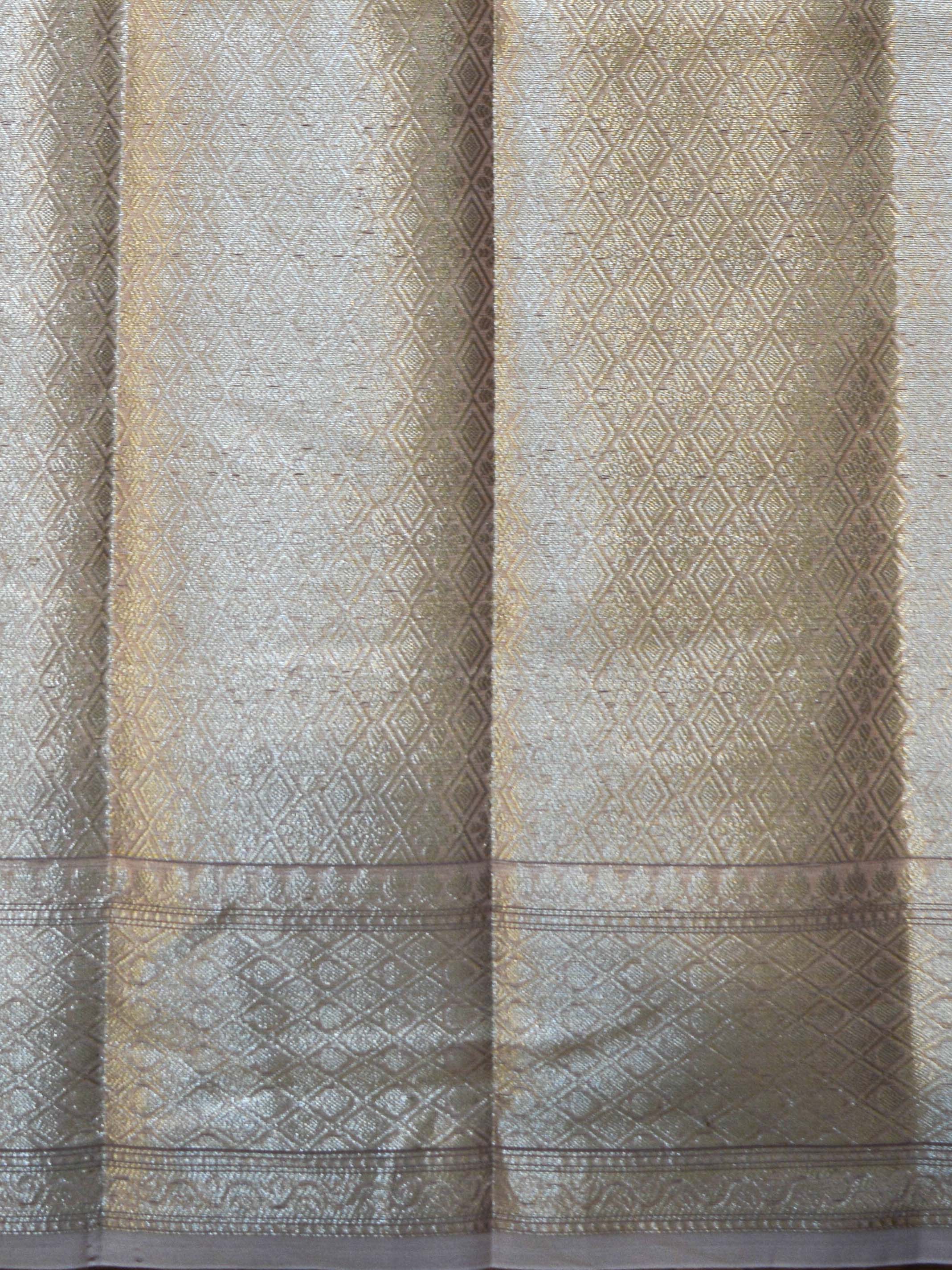 Banarasee Organza Mix Saree With Buti Design & Zari Border-Peach