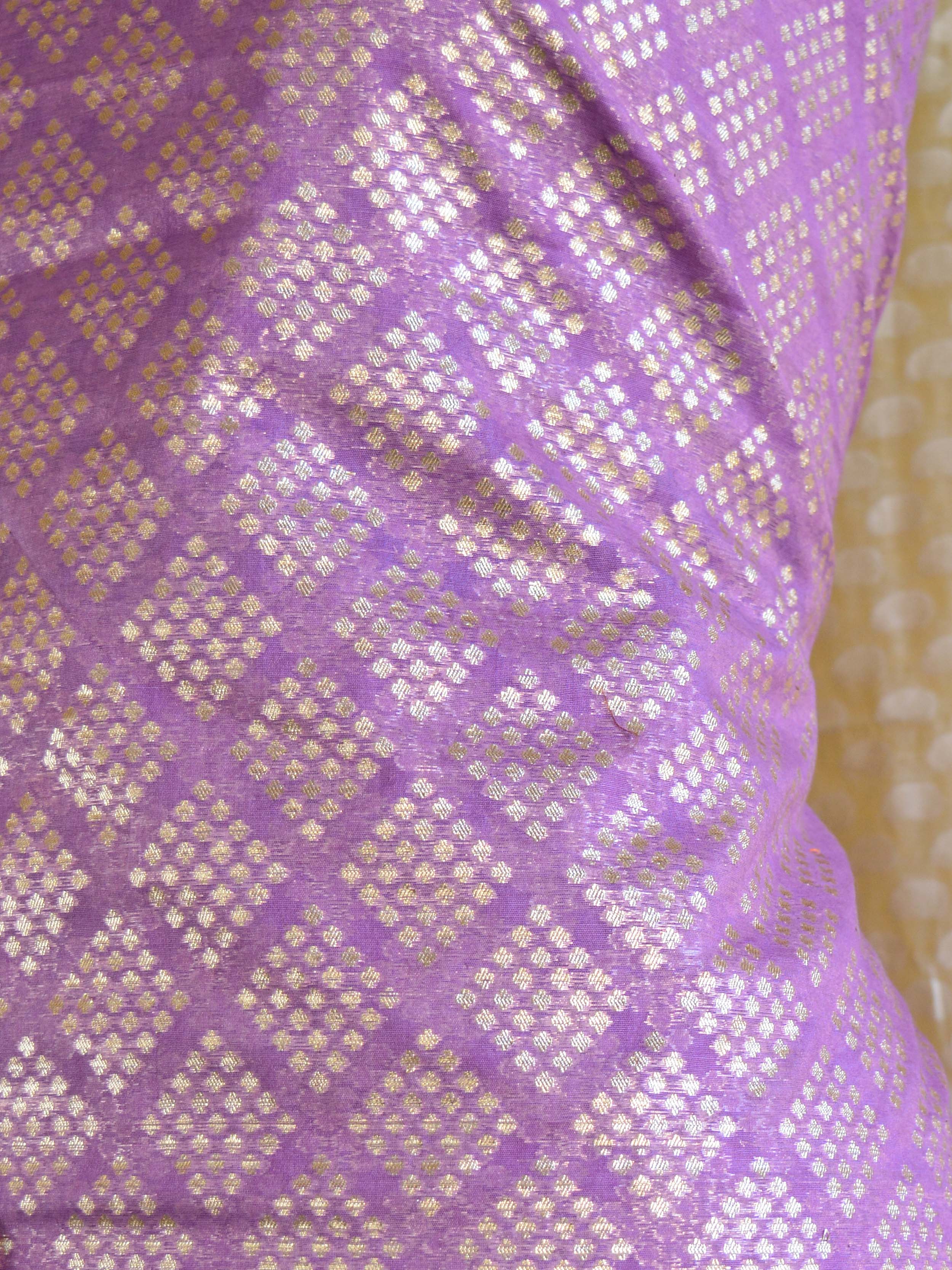 Banarasee Chanderi Cotton  Kameez Zari Buti Fabric With Digital Print Dupatta-Purple