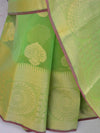 Banarasee Handloom Cotton Silk Mix Broad Border Sari-Green(Dual Tone)