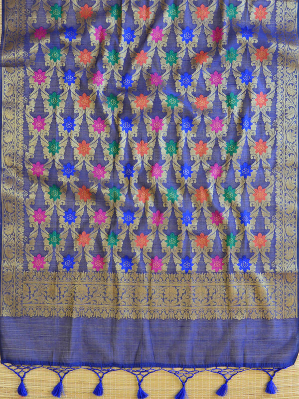 Banarasee Tissue Salwar Kameez Fabric With Contrast Silk Dupatta-Pink & Blue