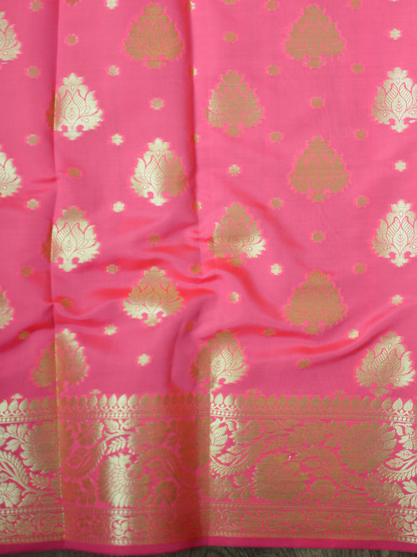 Banarasee Cotton Silk Mix Saree With Big Zari Buta-Peach