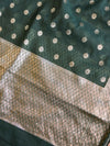 Banarasee Handloom Chanderi Cotton Zari Work Salwar Kameez Dupatta Set-Green