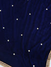 Banarasee Hand-Embroidered Velvet Salwar Kameez Set-Blue