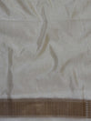 Banarasee Handwoven Semi-Chiffon Saree With Antique Gold Zari & Meena Work-White