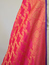 Banarasee Chanderi Cotton Dupatta With Copper Zari Design-Pink