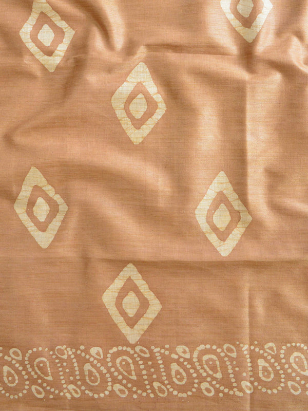 Pure Handloom Khadi Cotton Hand-Dyed Batik Pattern Salwar Kameez Dupatta Set-Brown