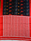 Handloom Mul Cotton Ajrakh Print Saree-Black & Red