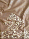 Pure Handloom Khadi Cotton Hand-Dyed Batik Pattern Salwar Kameez Dupatta Set-Brown