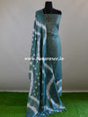 Handloom Silk Cotton Ghichha Woven Shibori Dupatta Suit Set-Green