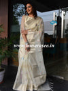 Banarasee Organza Mix Saree With Buti Design & Zari Border-Ivory white