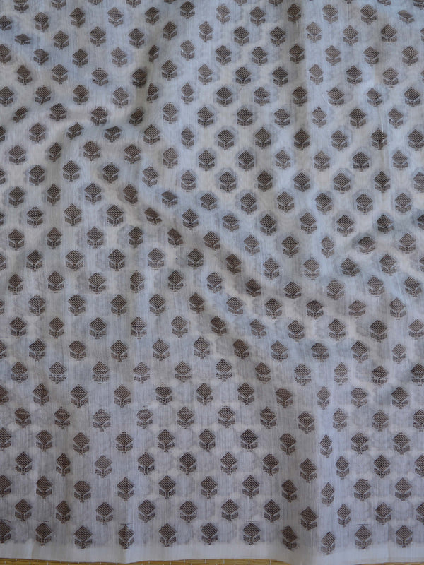 Banarasee Cotton Silk Salwar Kameez Ghichha Buti Fabric & Dupatta-Grey & White