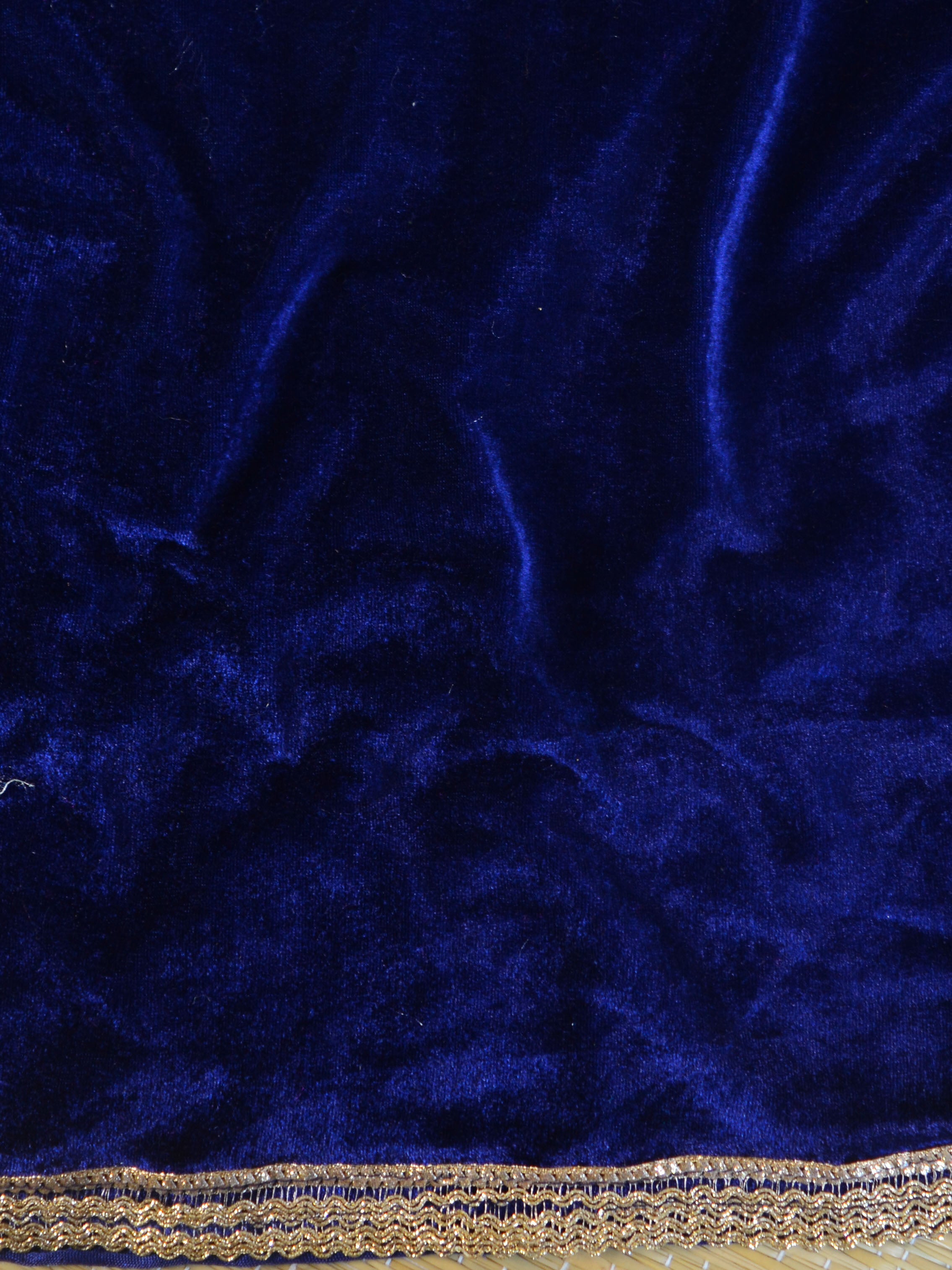 Banarasee Hand-Embroidered Velvet Salwar Kameez Set-Blue