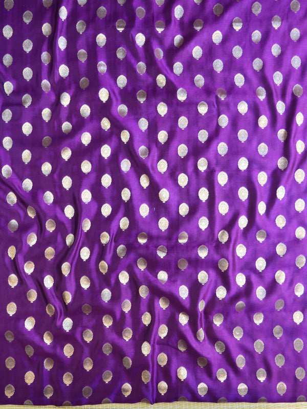 Banarasee Handloom Pure Silk Zari Buti Salwar Kameez Fabric With Dupatta-Purple
