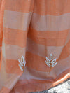 Banarasee Handloom Pure Linen By Tissue Saree With Pearl Embroidery-Peach