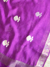 Banarasee Handloom Pure Silk Zari Buti Salwar Kameez Fabric With Dupatta-Purple