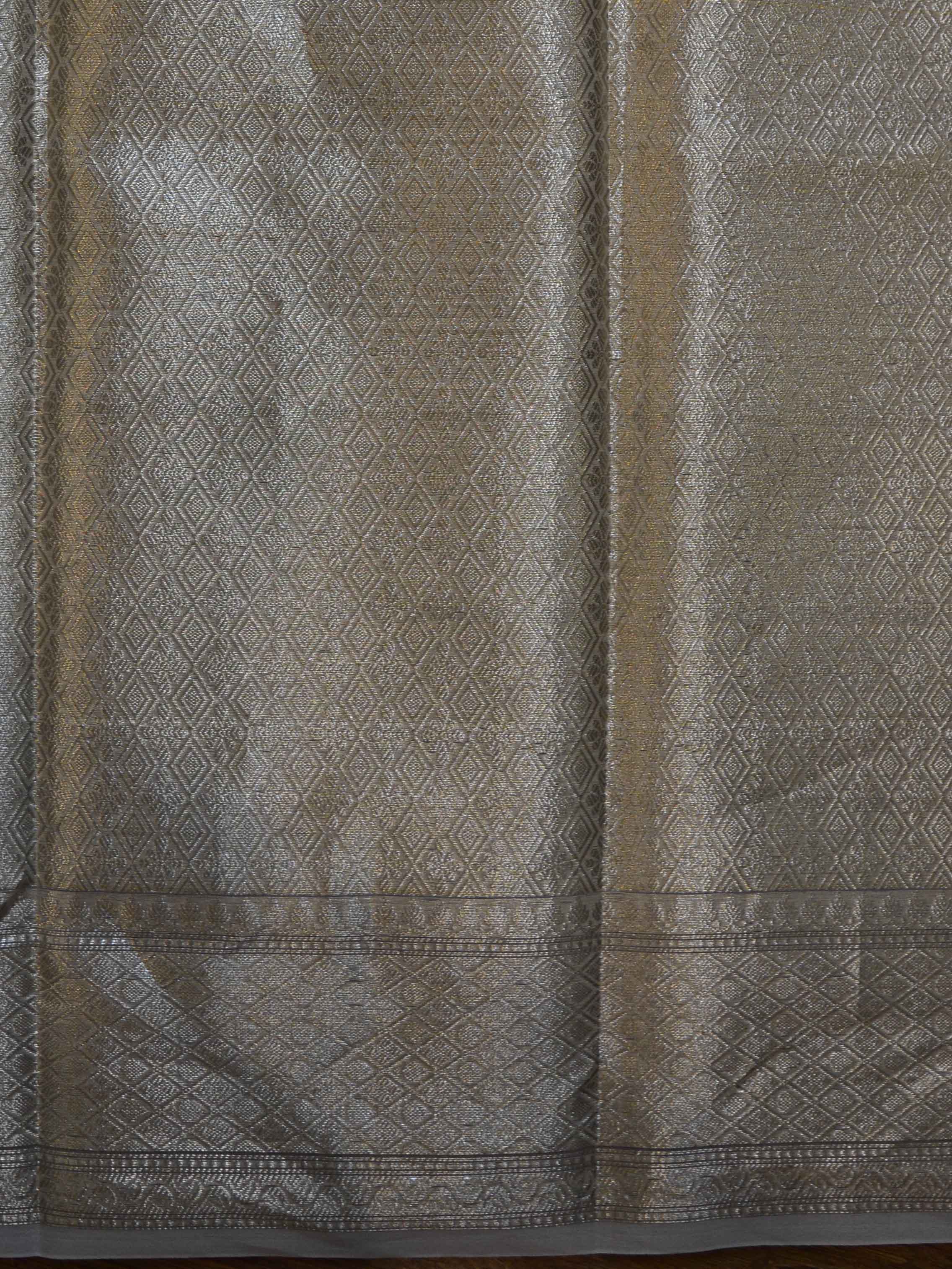 Banarasee Organza Mix Saree With Buti Design & Zari Border-Ivory white